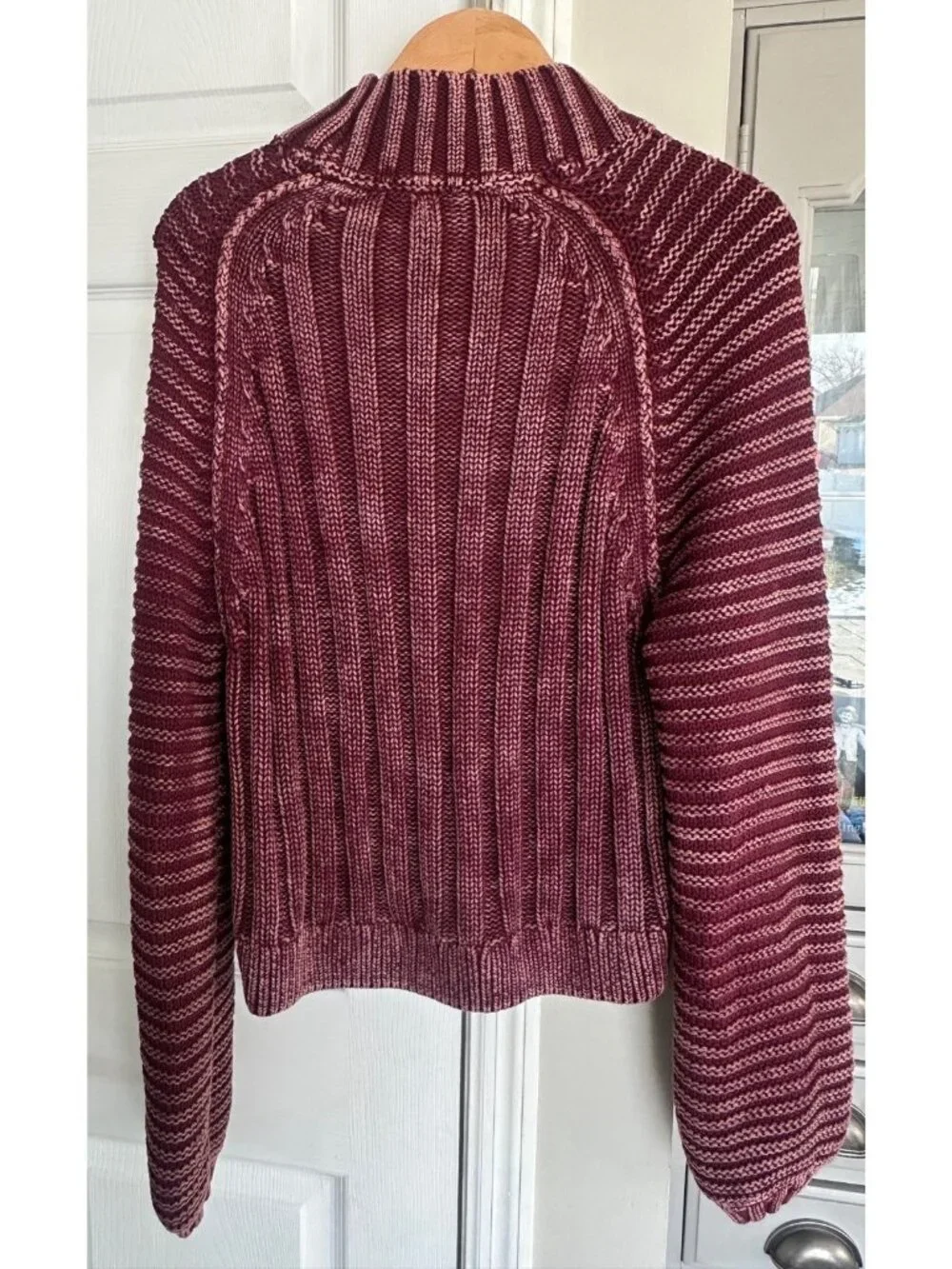 FREE PEOPLE Small Sweetheart Rib Chunky Mock Neck Sweater Garnet Grotto Autumn